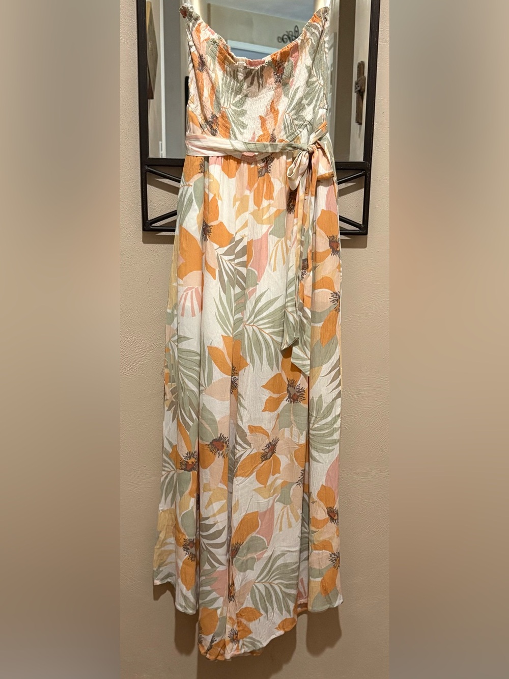 mittoshop Floral Tropical Strapless Jumpsuit Size L